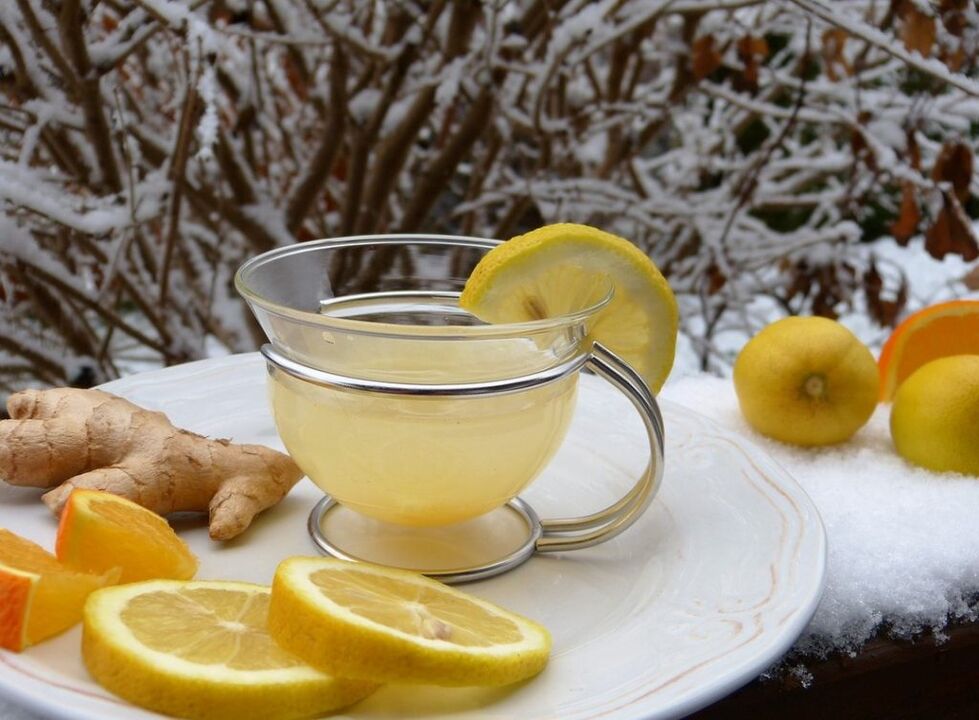 Tea with ginger based on lemon for potency
